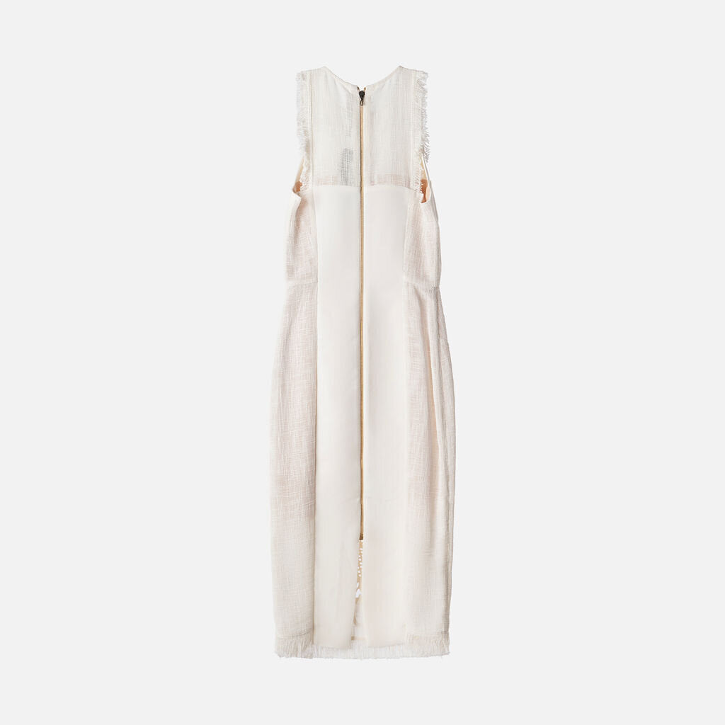 Roland Mouret Ivory Cotton Blend Mesh Midi Dress