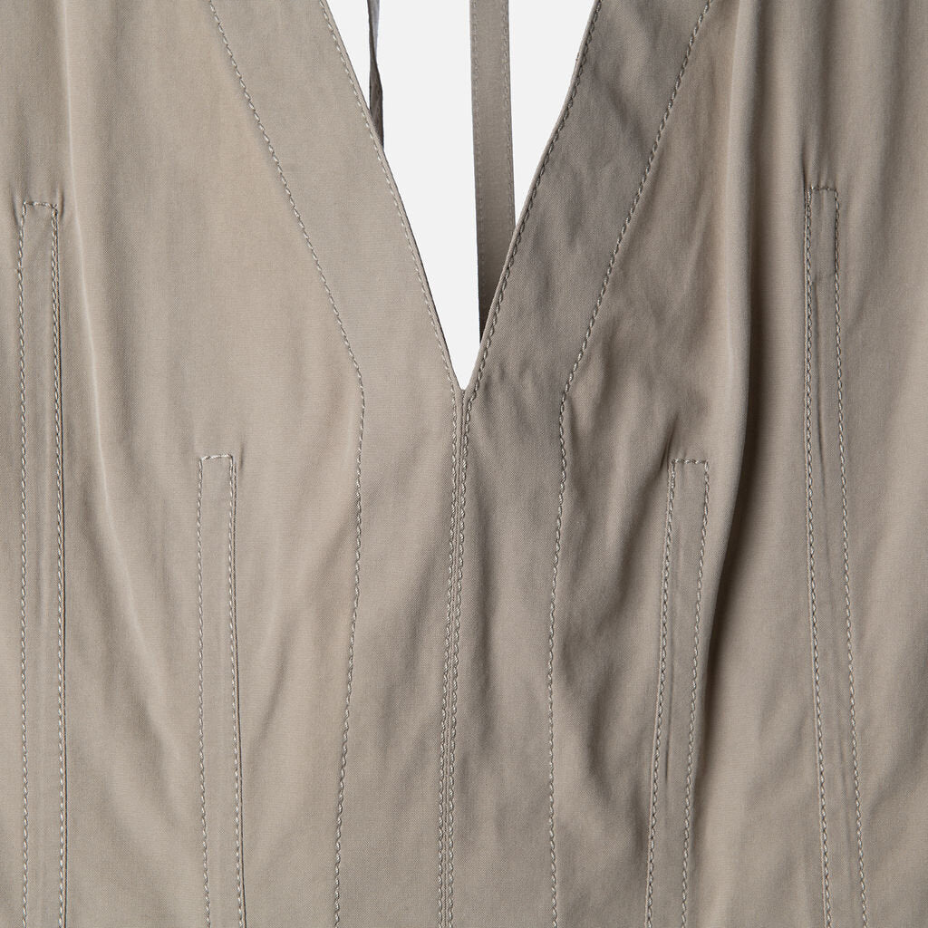 Bottega Veneta Tan Tie Detail Cotton Blend Maxi Dress