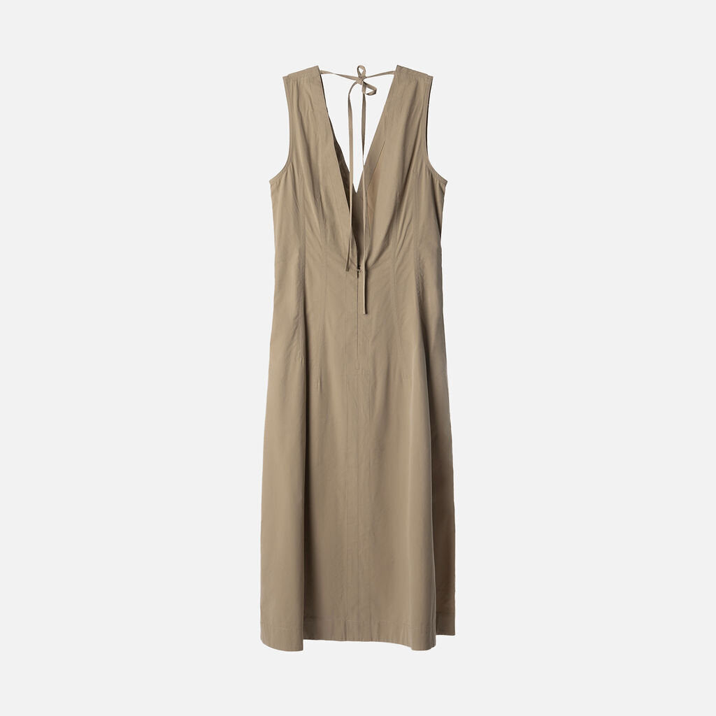 Bottega Veneta Tan Tie Detail Cotton Blend Maxi Dress