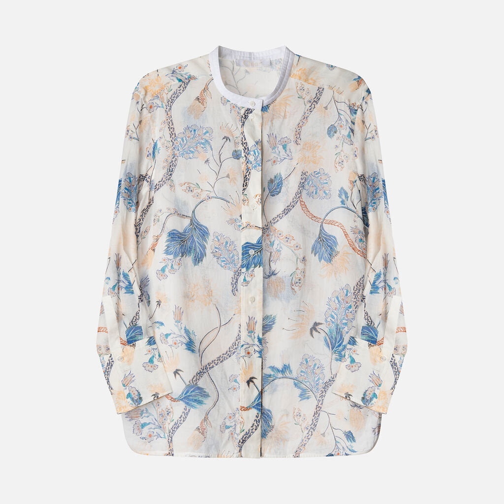 Chloe White Printed Ramie Shirt
