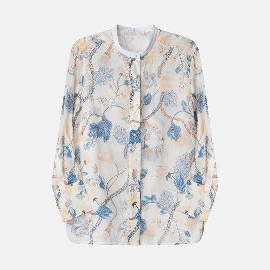 Chloe White Printed Ramie Shirt