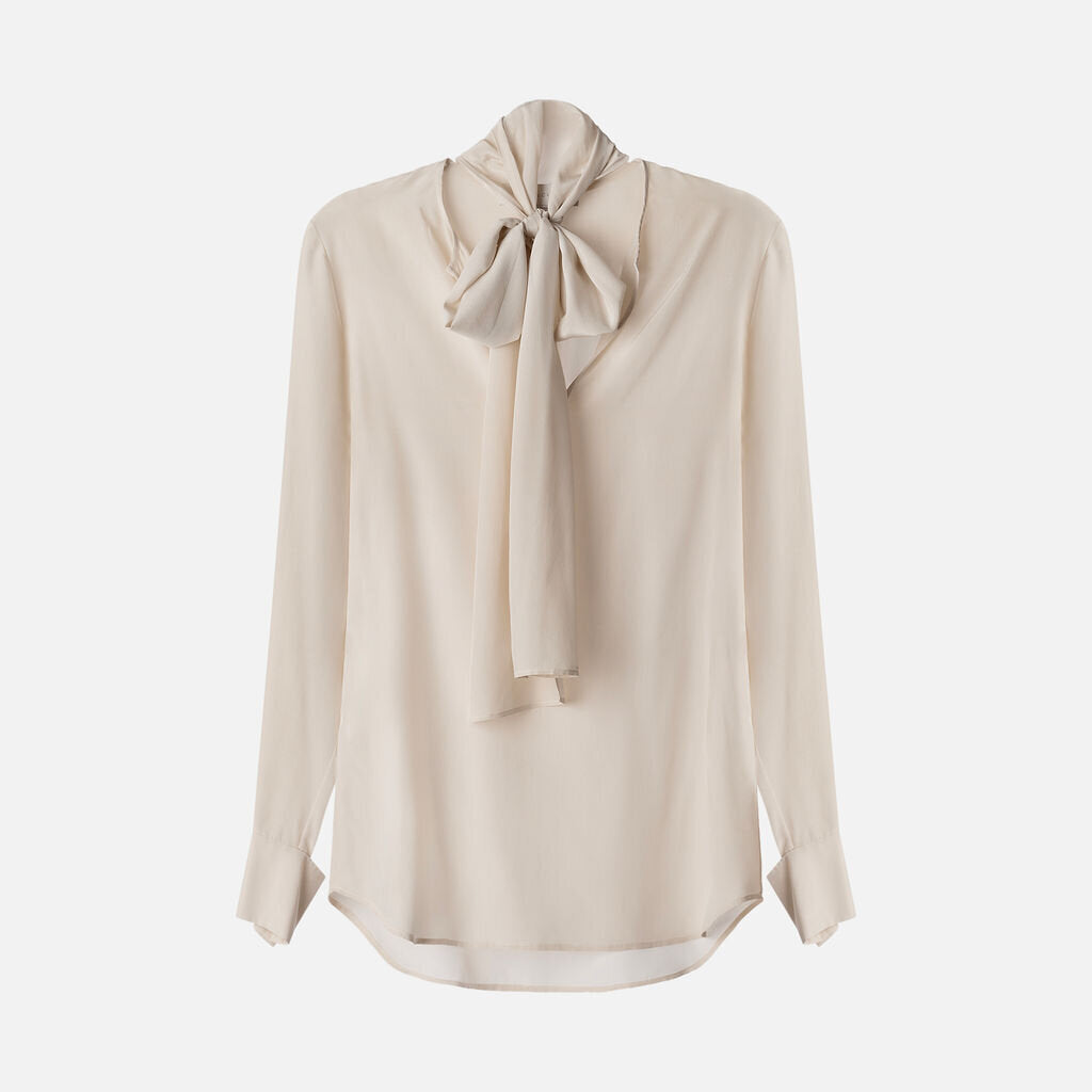 Stella McCartney Beige Silk Tie-Neck Shirt