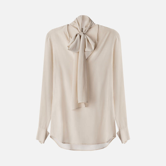 Stella McCartney Beige Silk Tie-Neck Shirt