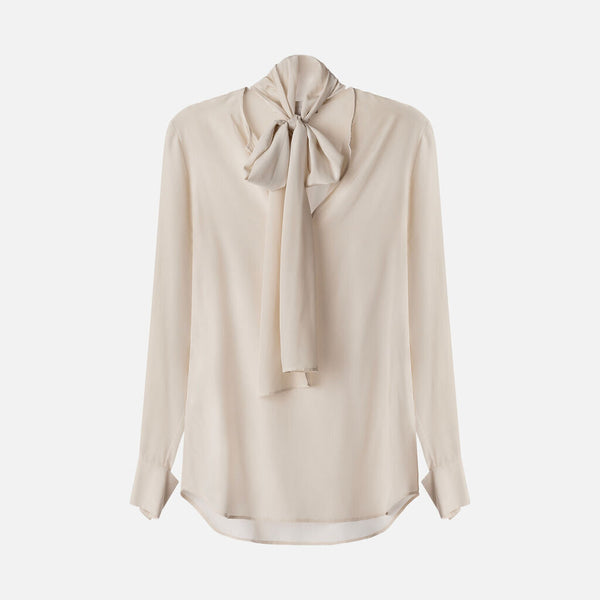 Stella McCartney Beige Silk Tie-Neck Shirt