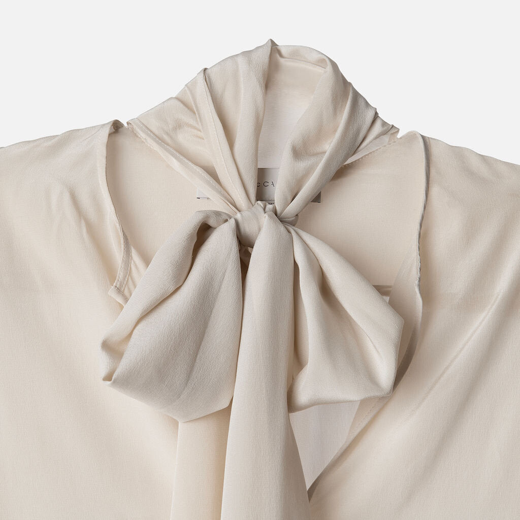 Stella McCartney Beige Silk Tie-Neck Shirt
