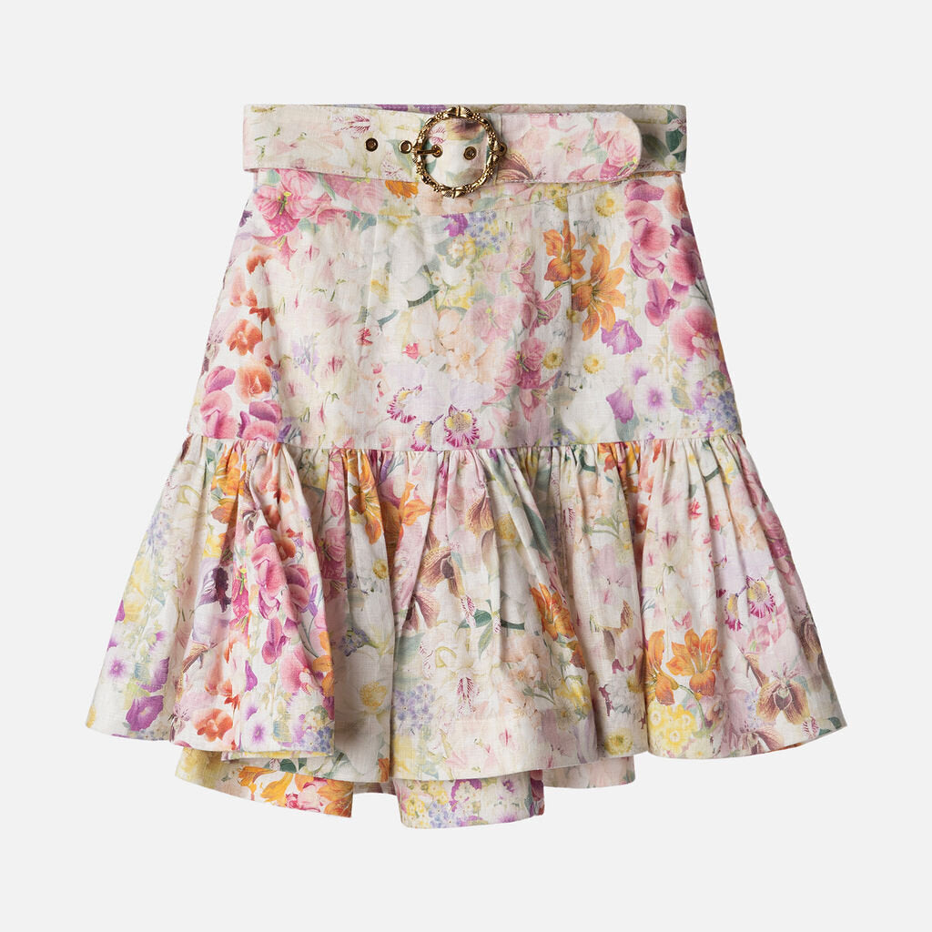Zimmermann Multicolor Floral Linen Mini Skirt