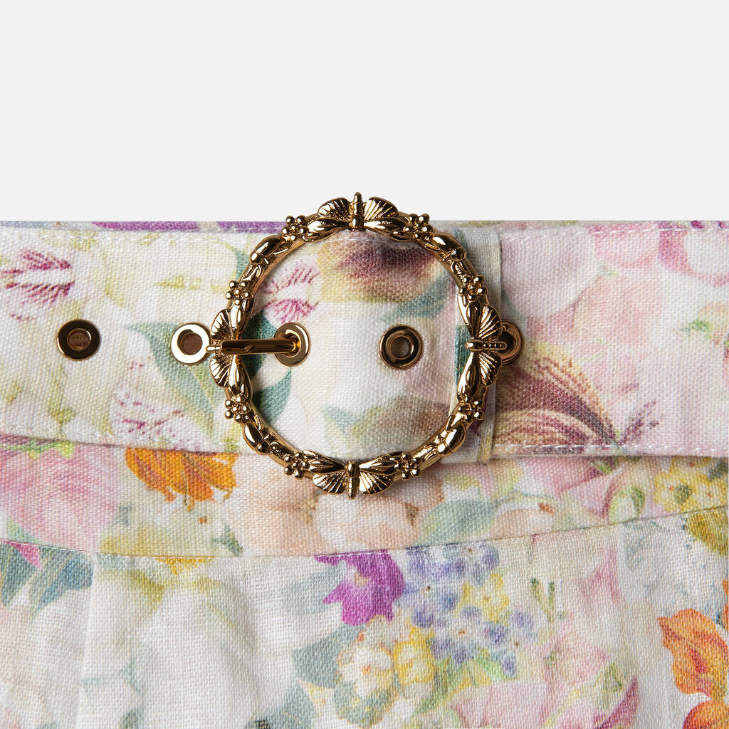 Zimmermann Multicolor Floral Linen Mini Skirt