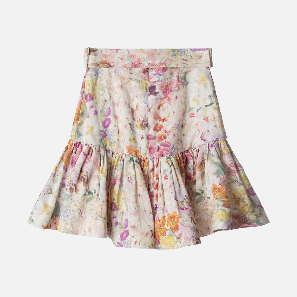 Zimmermann Multicolor Floral Linen Mini Skirt