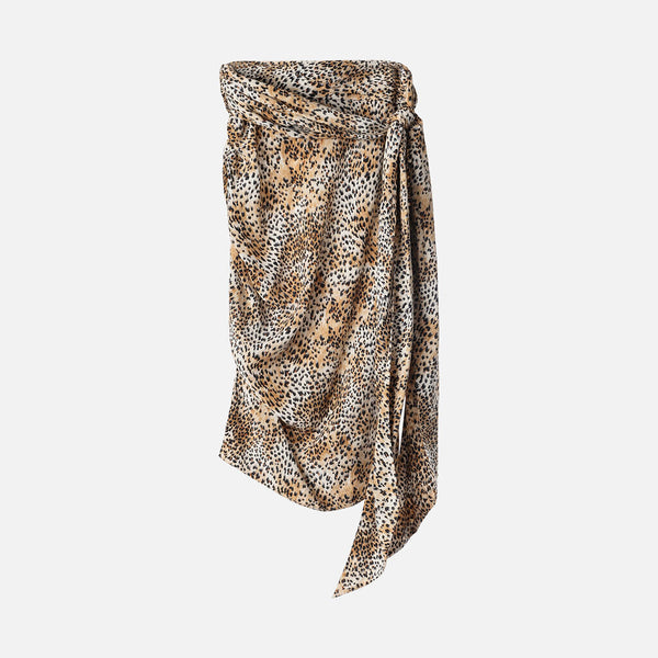 Celine Animal Print Silk Midi Skirt