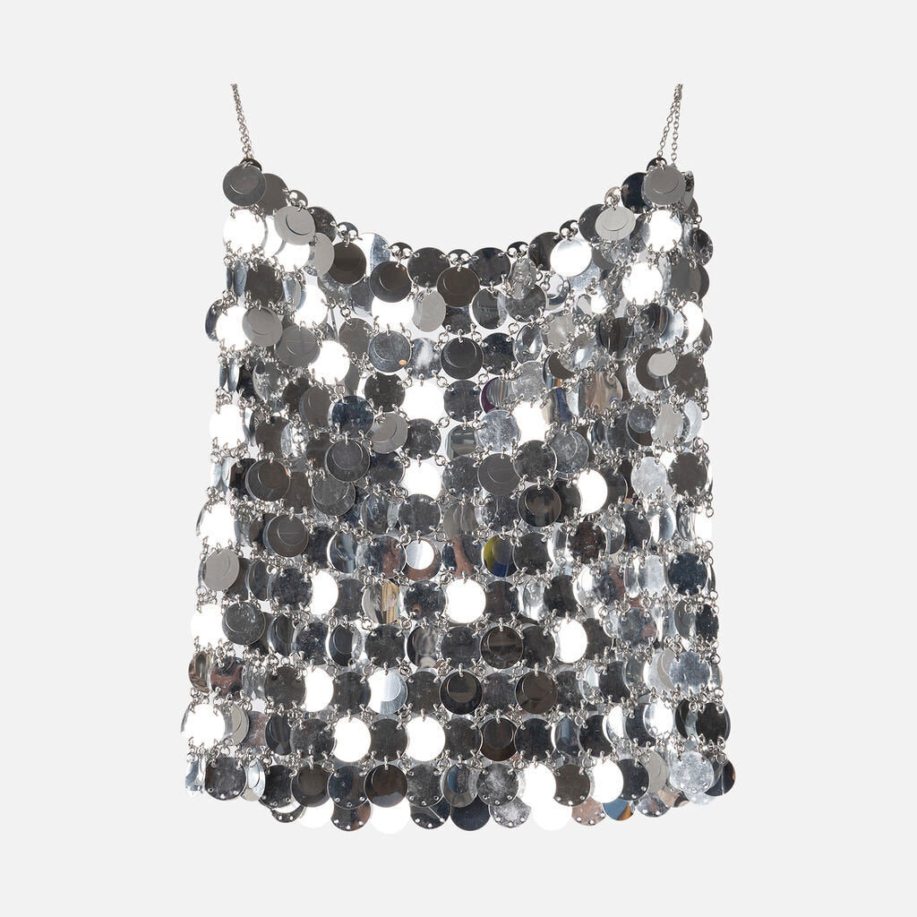 Paco Rabanne Silver Sparkle Disc Skirt