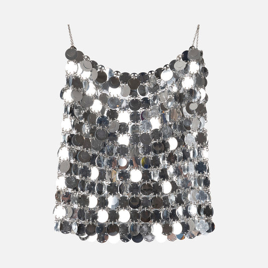 Paco Rabanne Silver Sparkle Disc Skirt