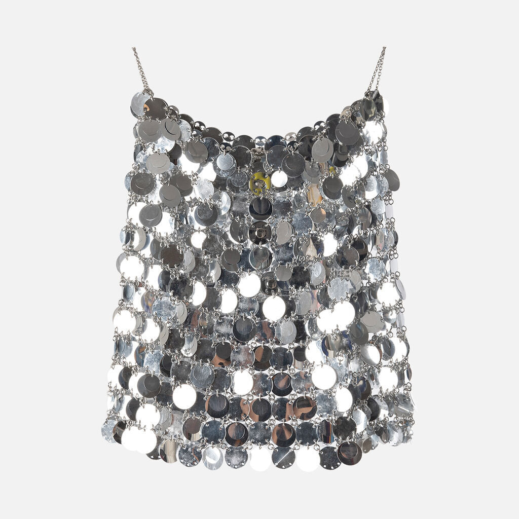 Paco Rabanne Silver Sparkle Disc Skirt