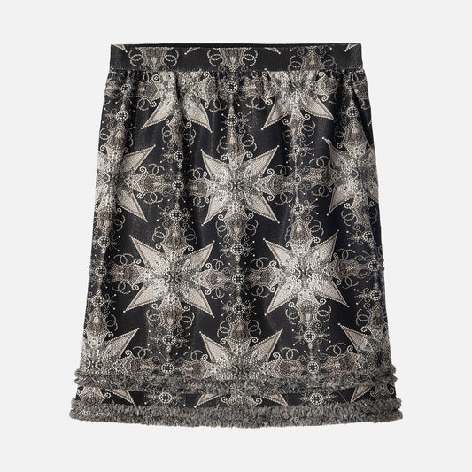 Chanel Silver & Grey Star Jacquard Skirt