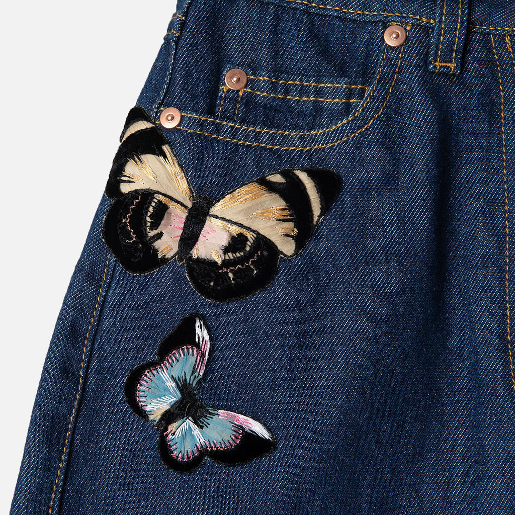 Valentino Dark Wash Denim Butterfly Short