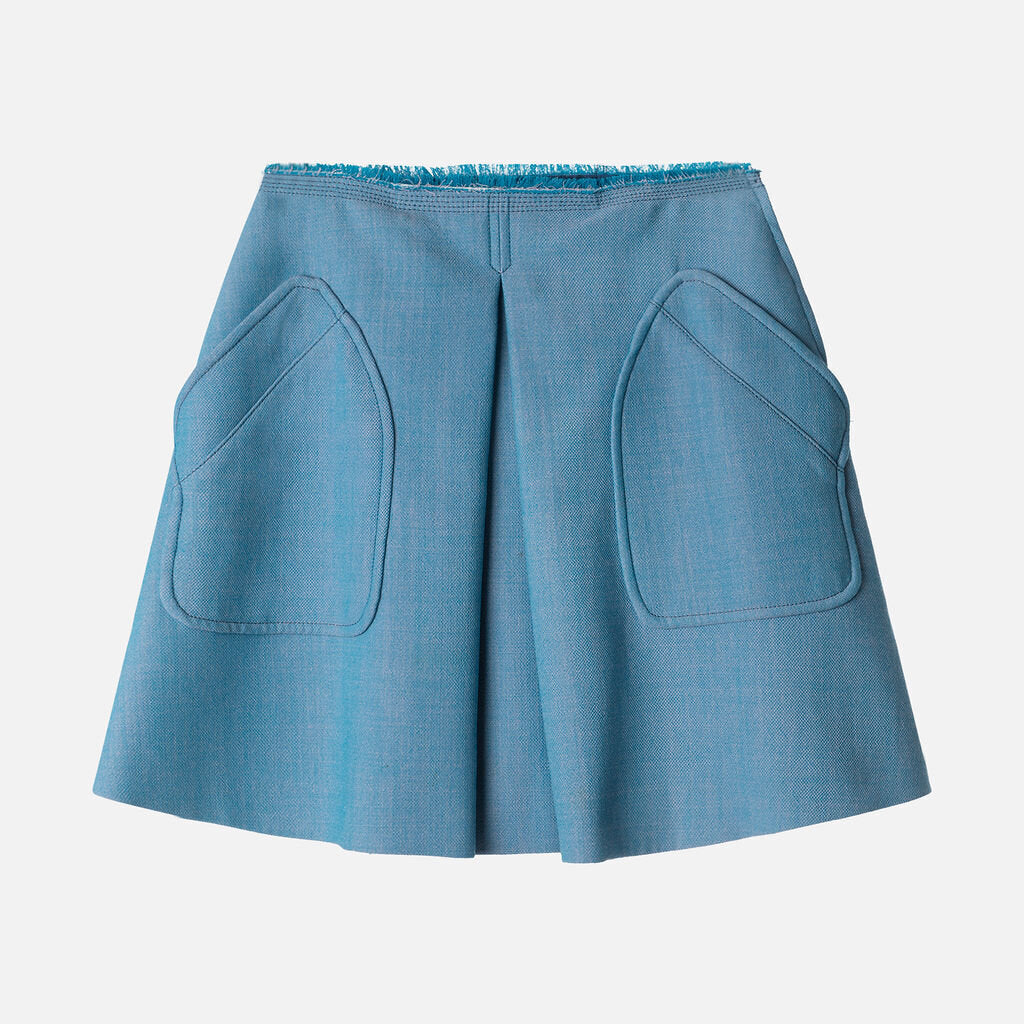 Miu Miu Blue Wool Mini Skirt (2014)