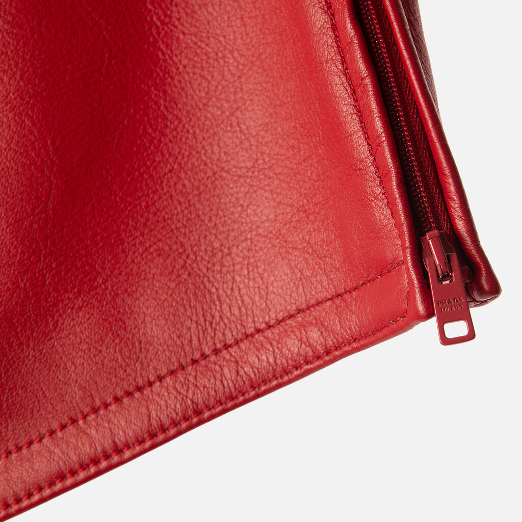 Prada Red Leather Mini Shorts (2025)