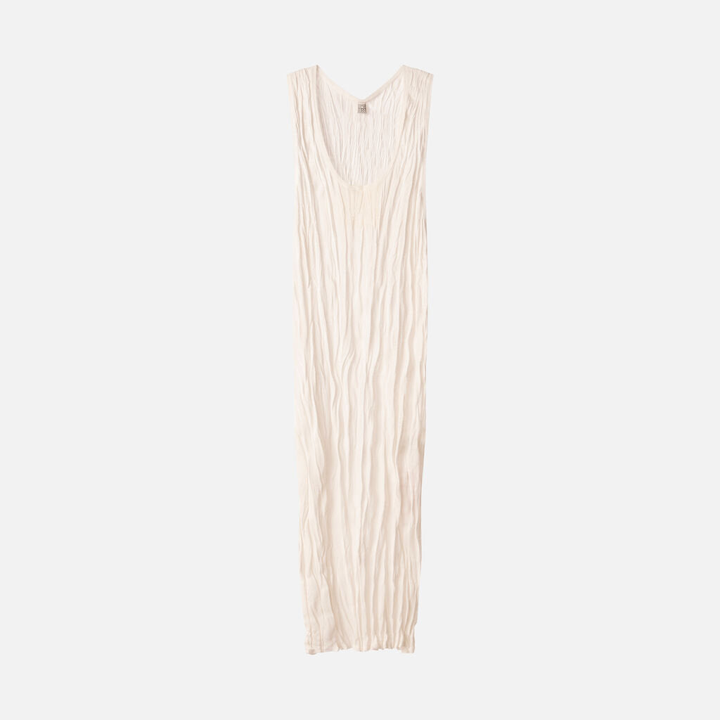Toteme White Viscose Crinkle Tank Dress