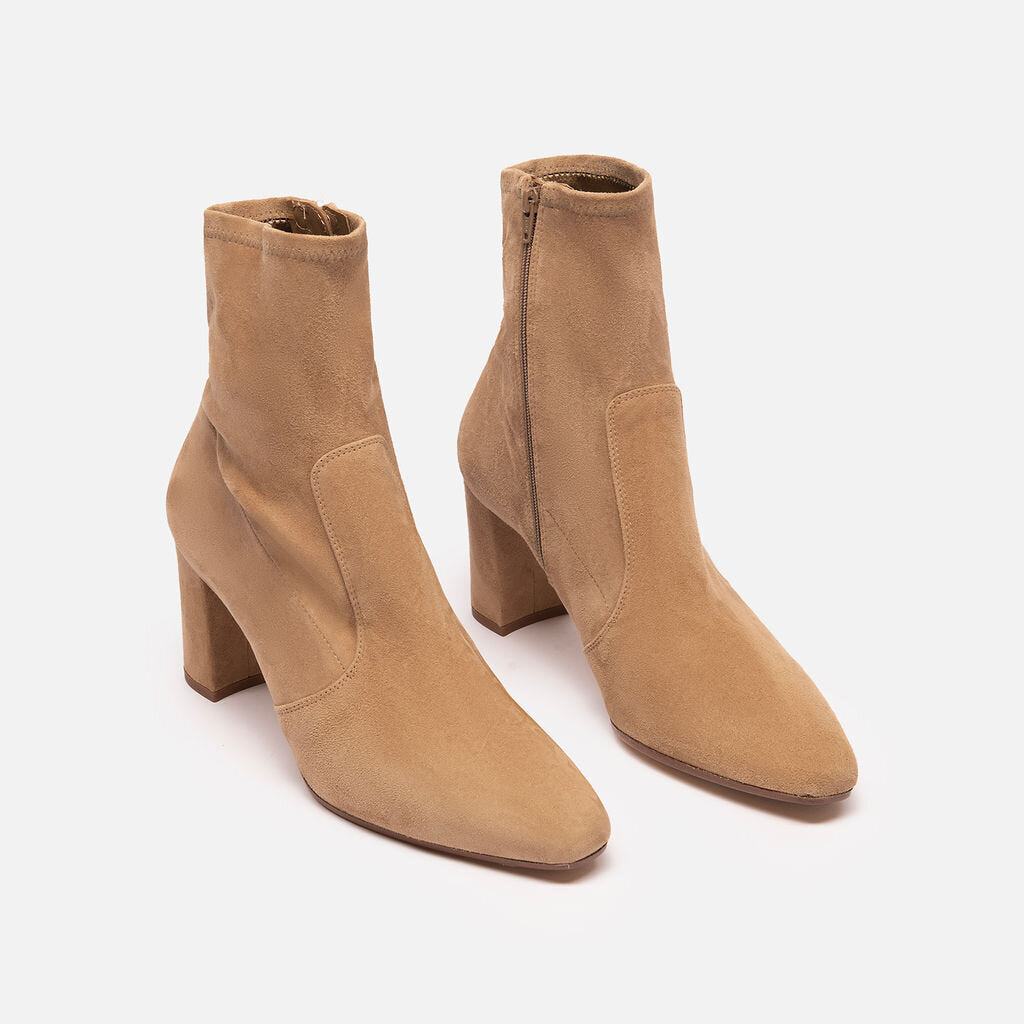 Inez Light Brown Suede Booties