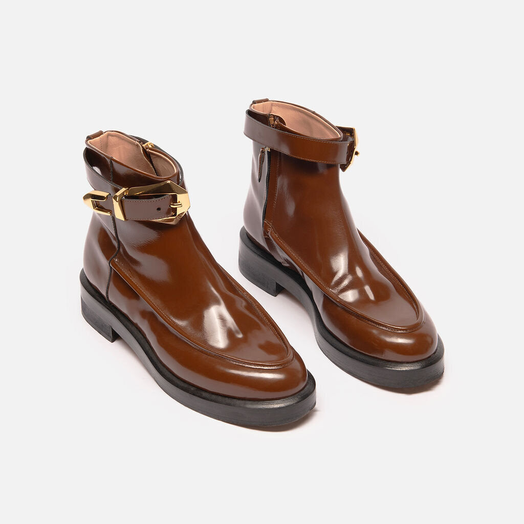Alberta Ferretti Brown Patent Leather Boot