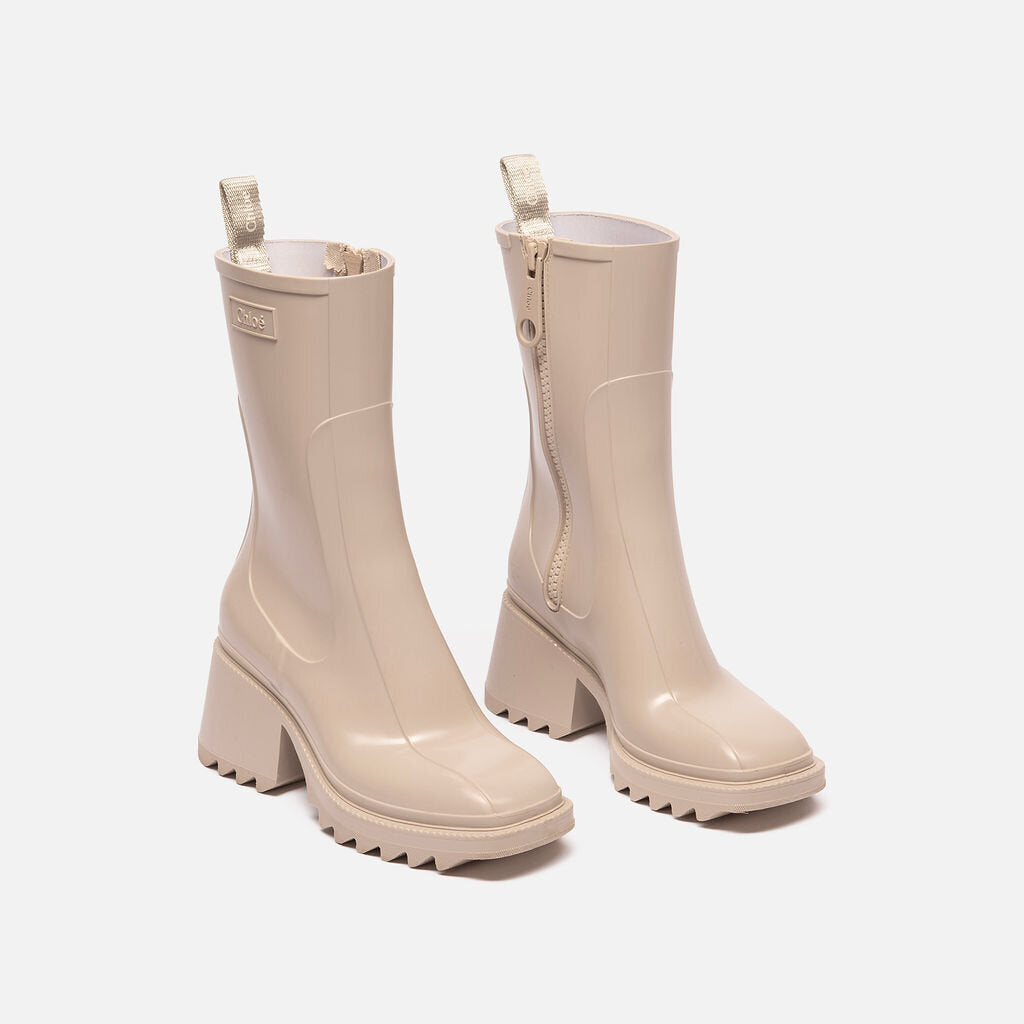 Chloe Beige Rubber Rain Boots