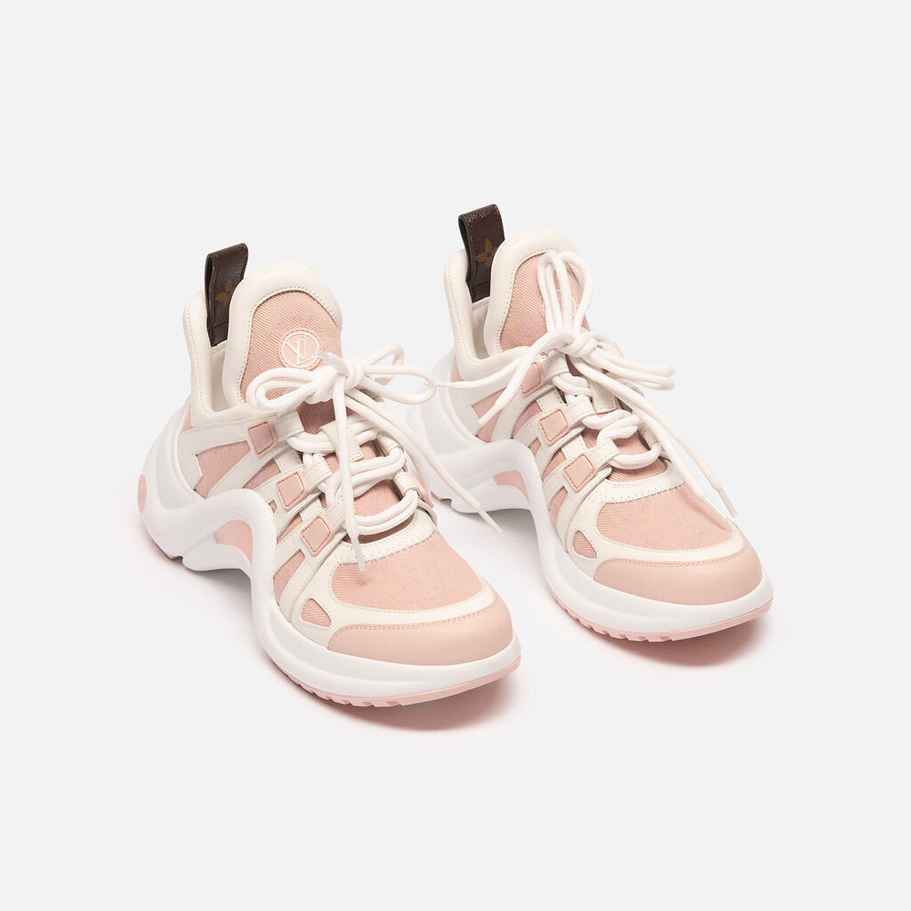 Louis Vuitton Pink and White Archlight Chunky Sneaker