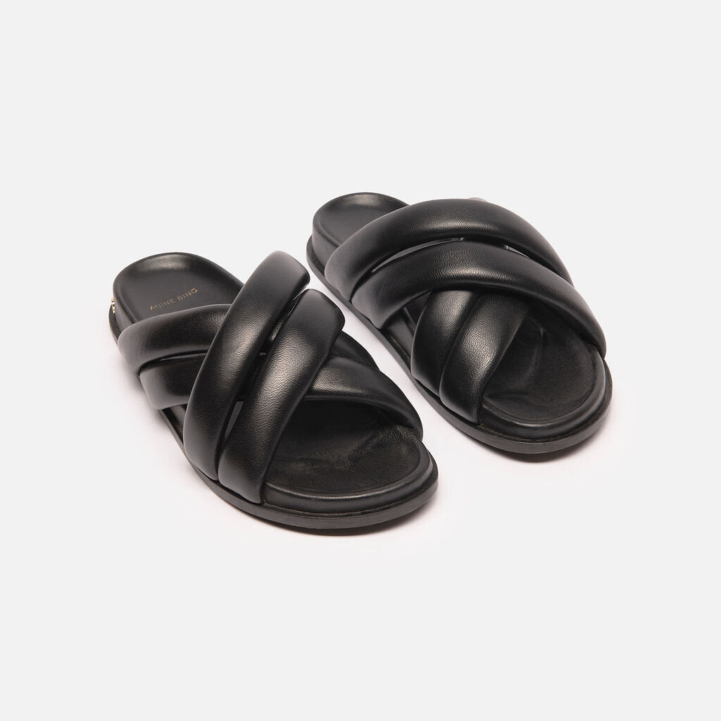 Anine Bing Black Leather Slides