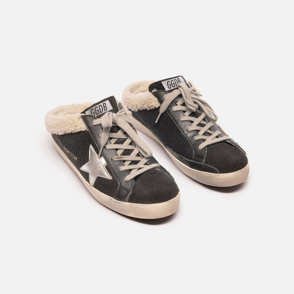 Golden Goose Black and Shearling Sneaker Mule