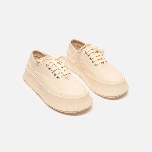 Jil Sander Cream Canvas Sneaker