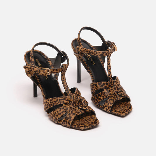 Saint Laurent Animal Print Strappy Sandals
