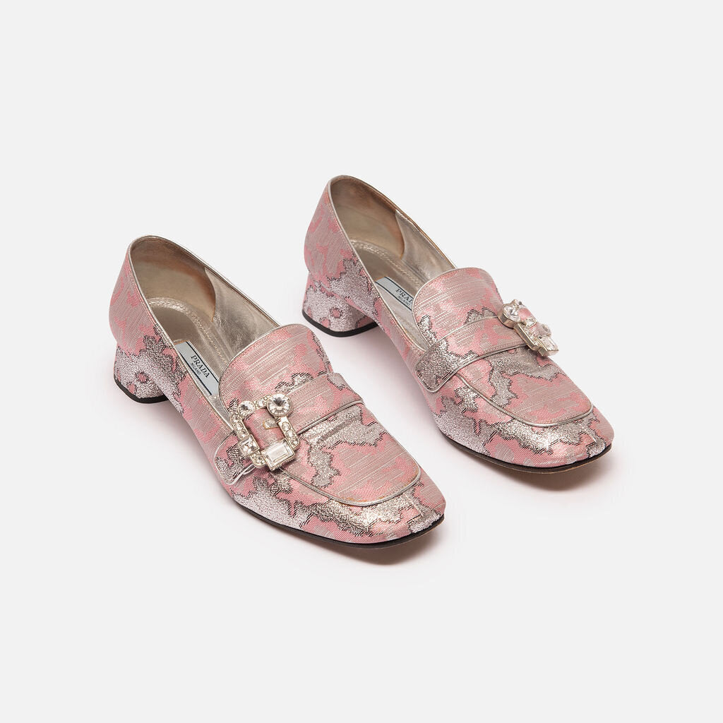 Prada Pink and Silver Block Heel