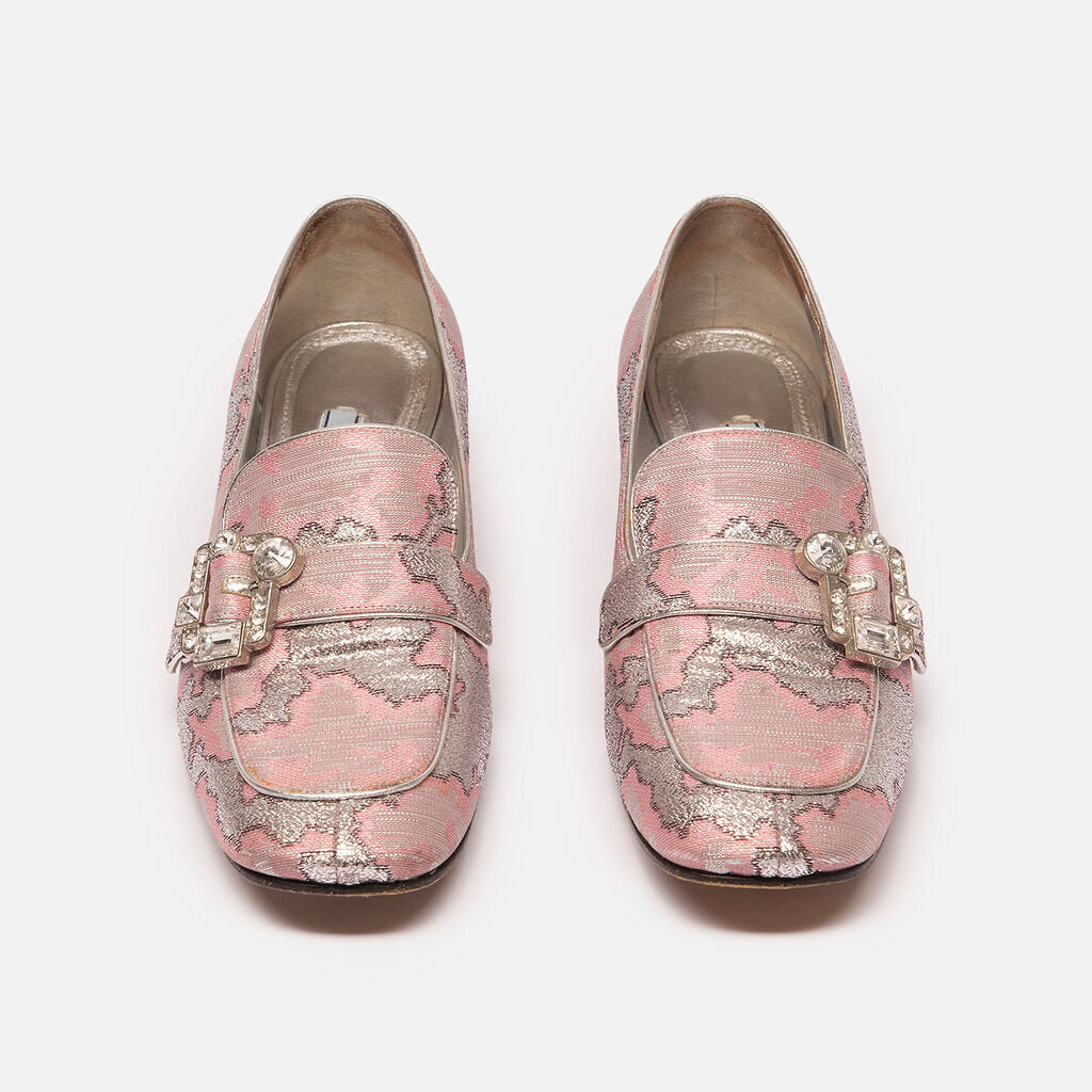 Prada Pink and Silver Block Heel