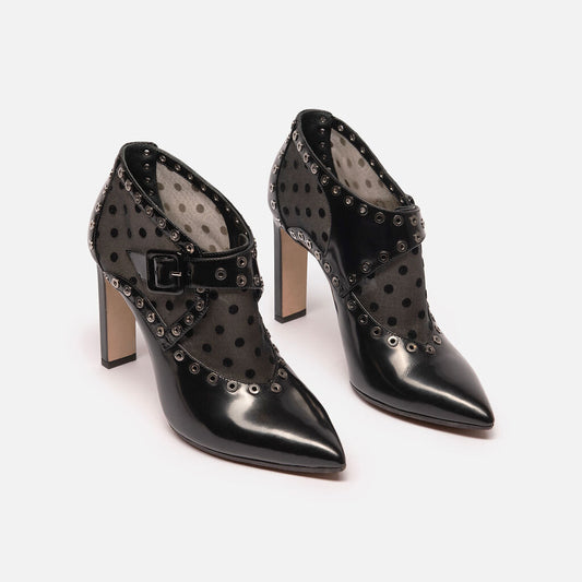 Jimmy Choo Black Leather Grommet Boot