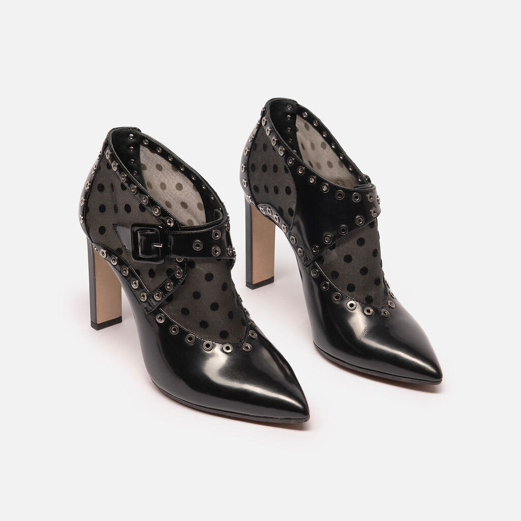Jimmy Choo Black Leather Grommet Boot