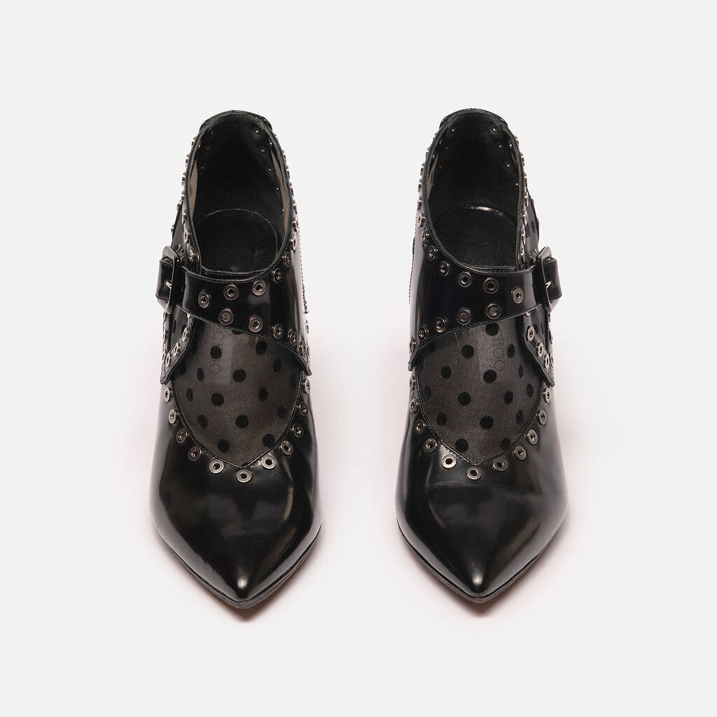 Jimmy Choo Black Leather Grommet Boot
