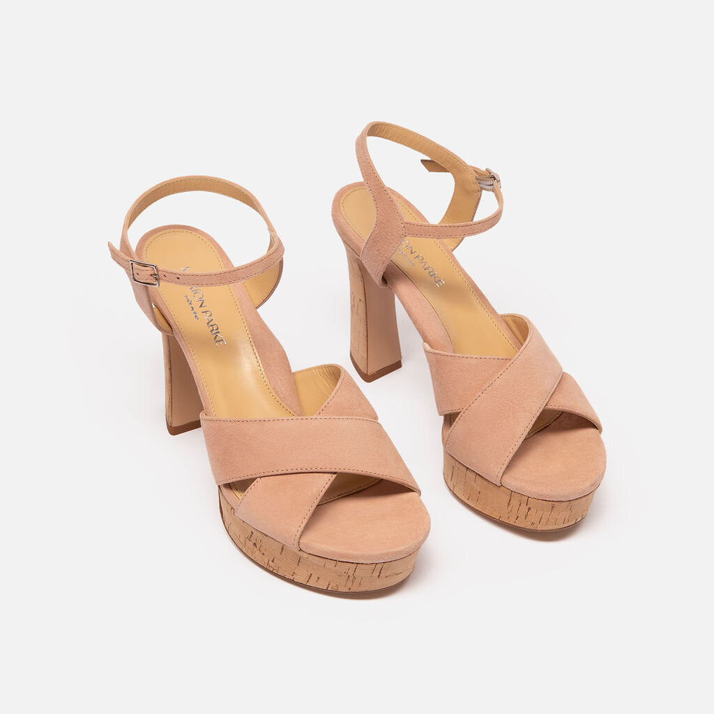 Marion Parke Pink Suede Cork Sandal