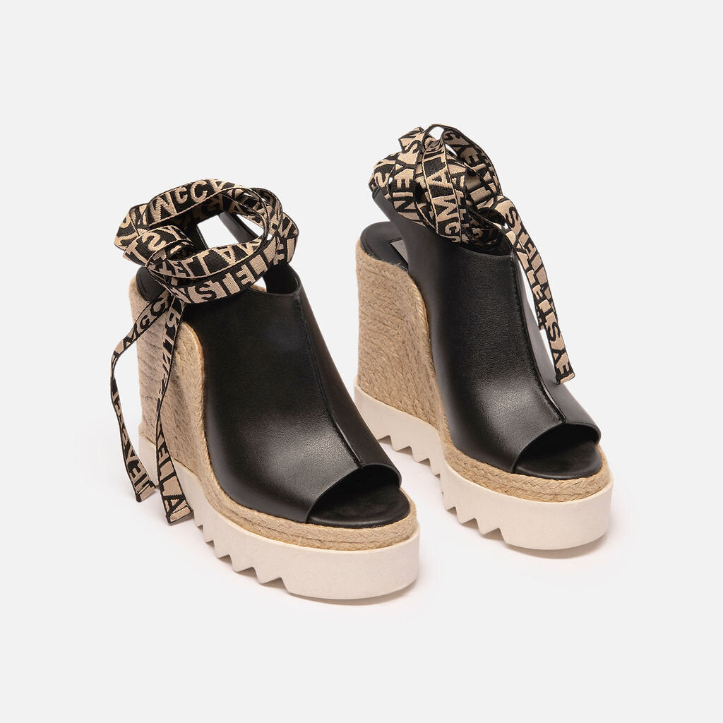 Stella McCartney Black Rope Wedge Sandals