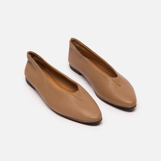 Bottega Veneta Tan Leather Flats