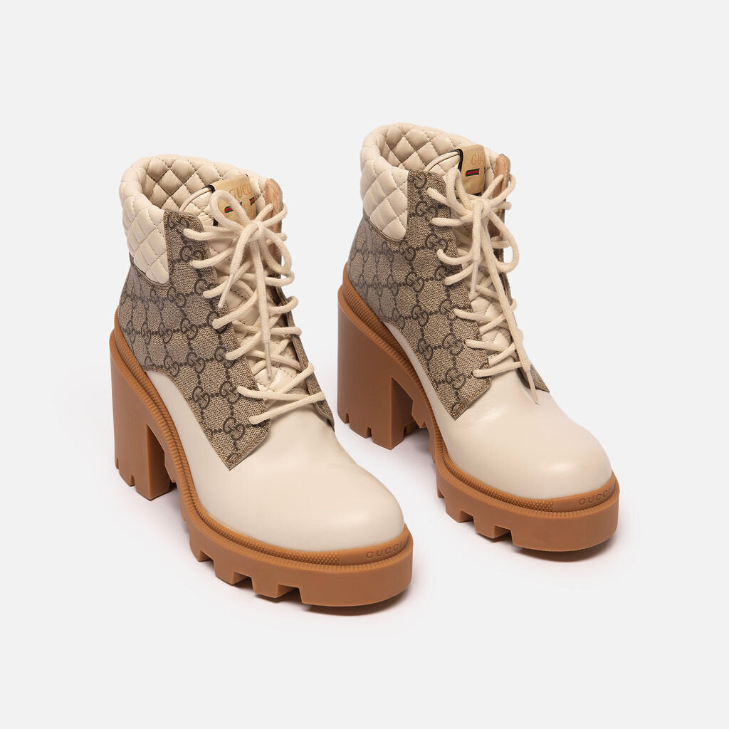Gucci Cream Monogram Boot