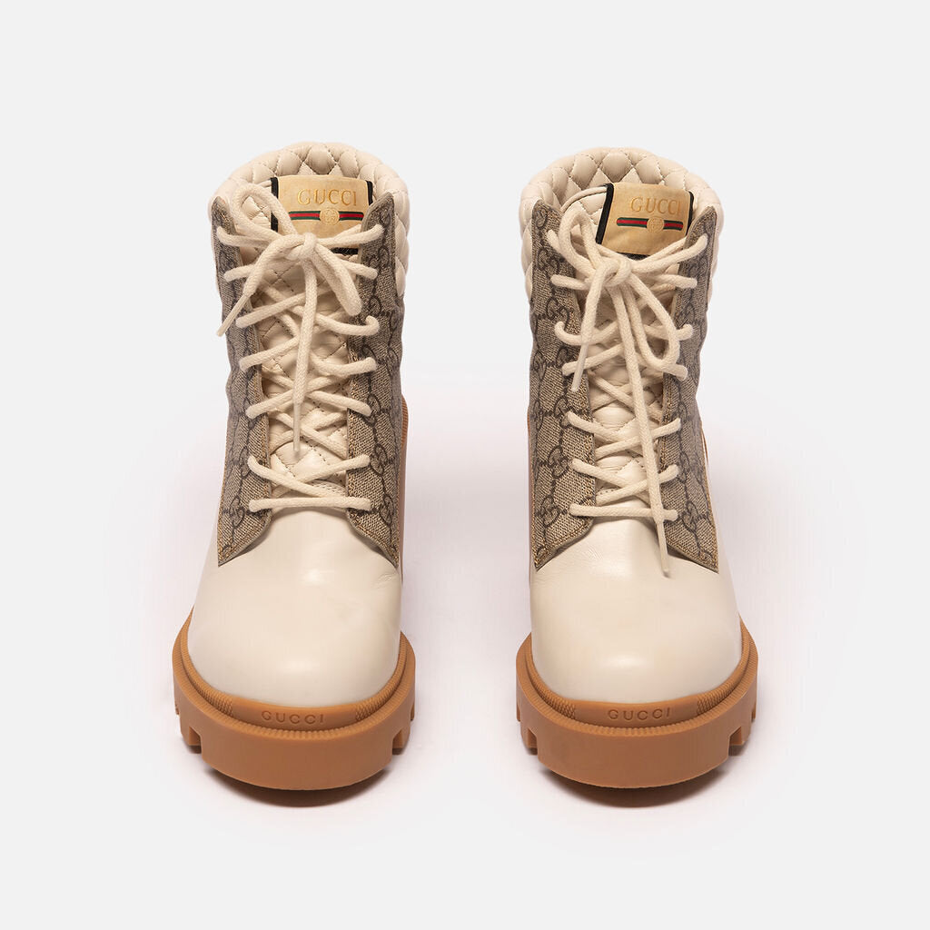 Gucci Cream Monogram Boot