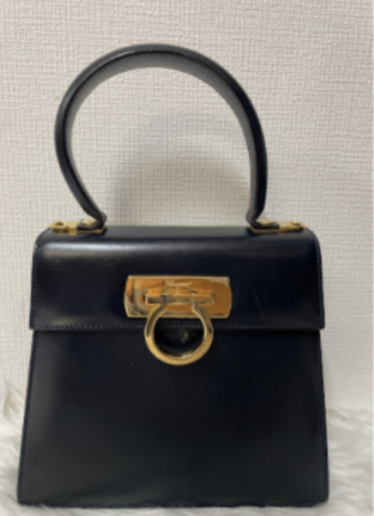 Black Leather Gancini Top Handle Bag
