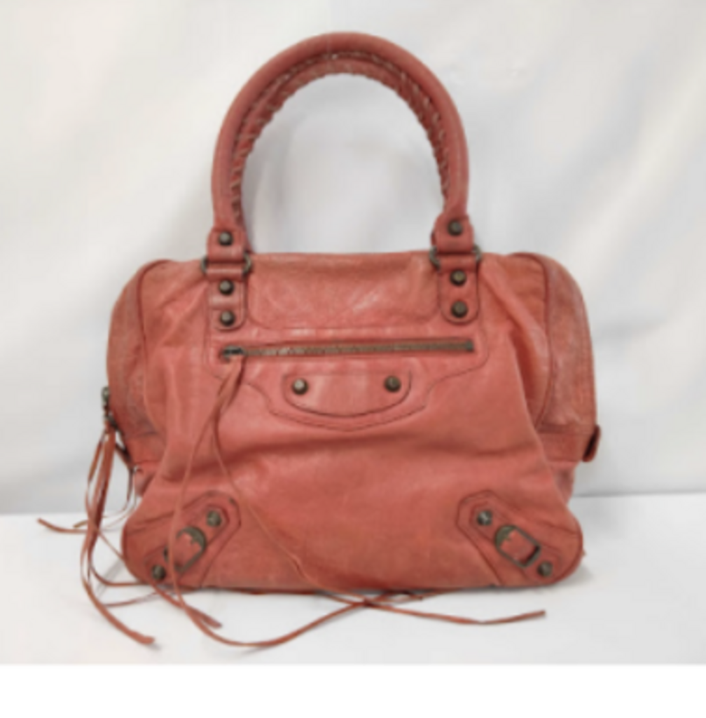 Orange Leather City Boston Bag