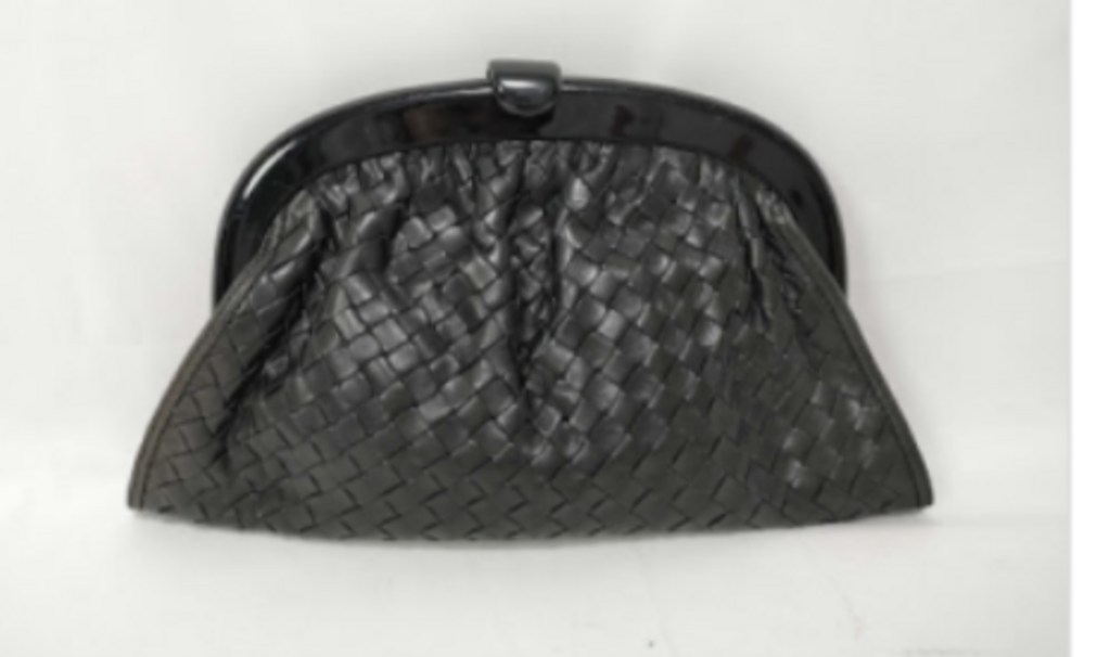 Black Intrecciato Kisslock Clutch