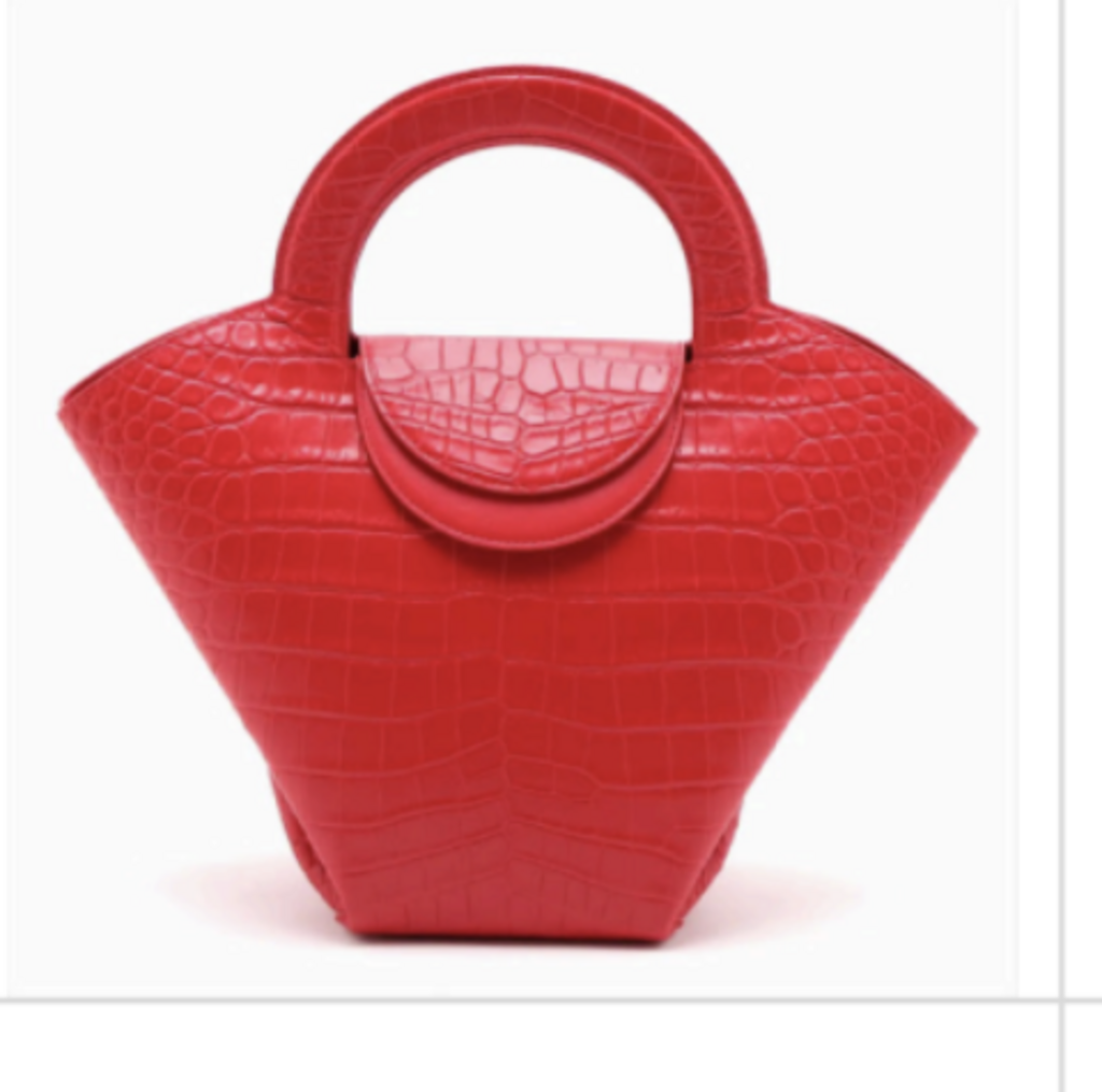 Red Croc Embossed Doll Top Handle Bag