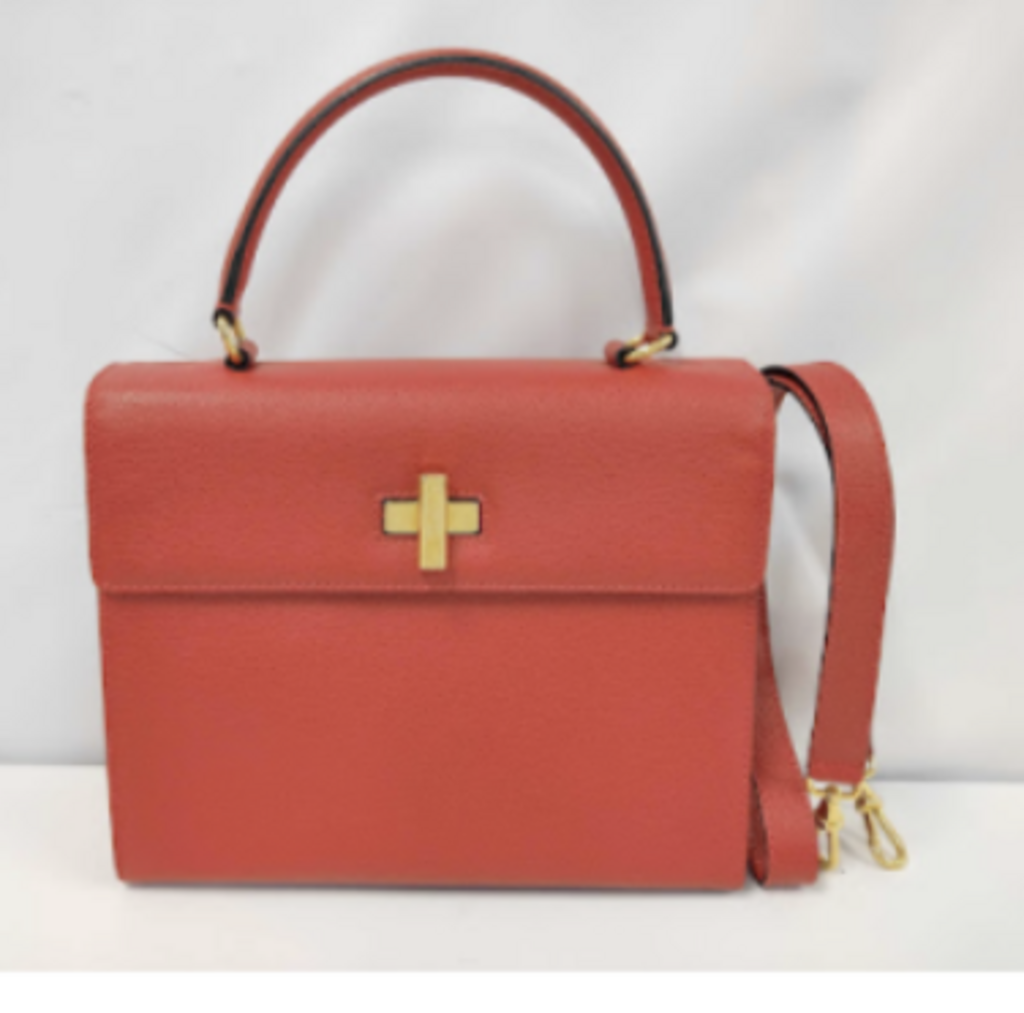 Red Leather Top Handle Bag