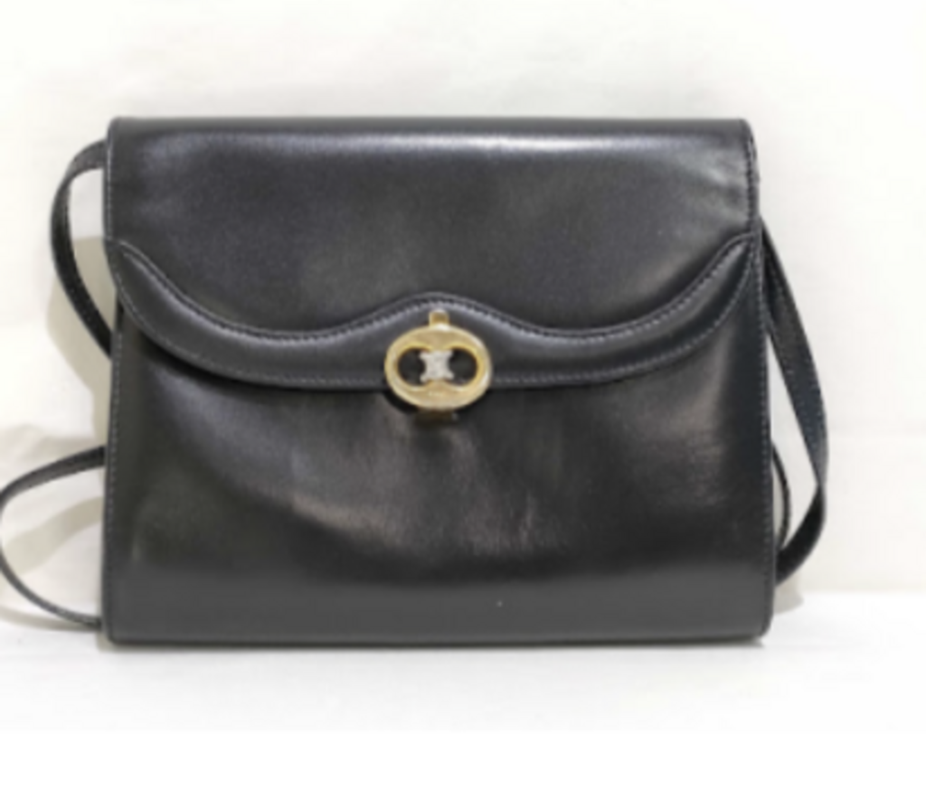 Black Leather Triomphe Crossbody Bag