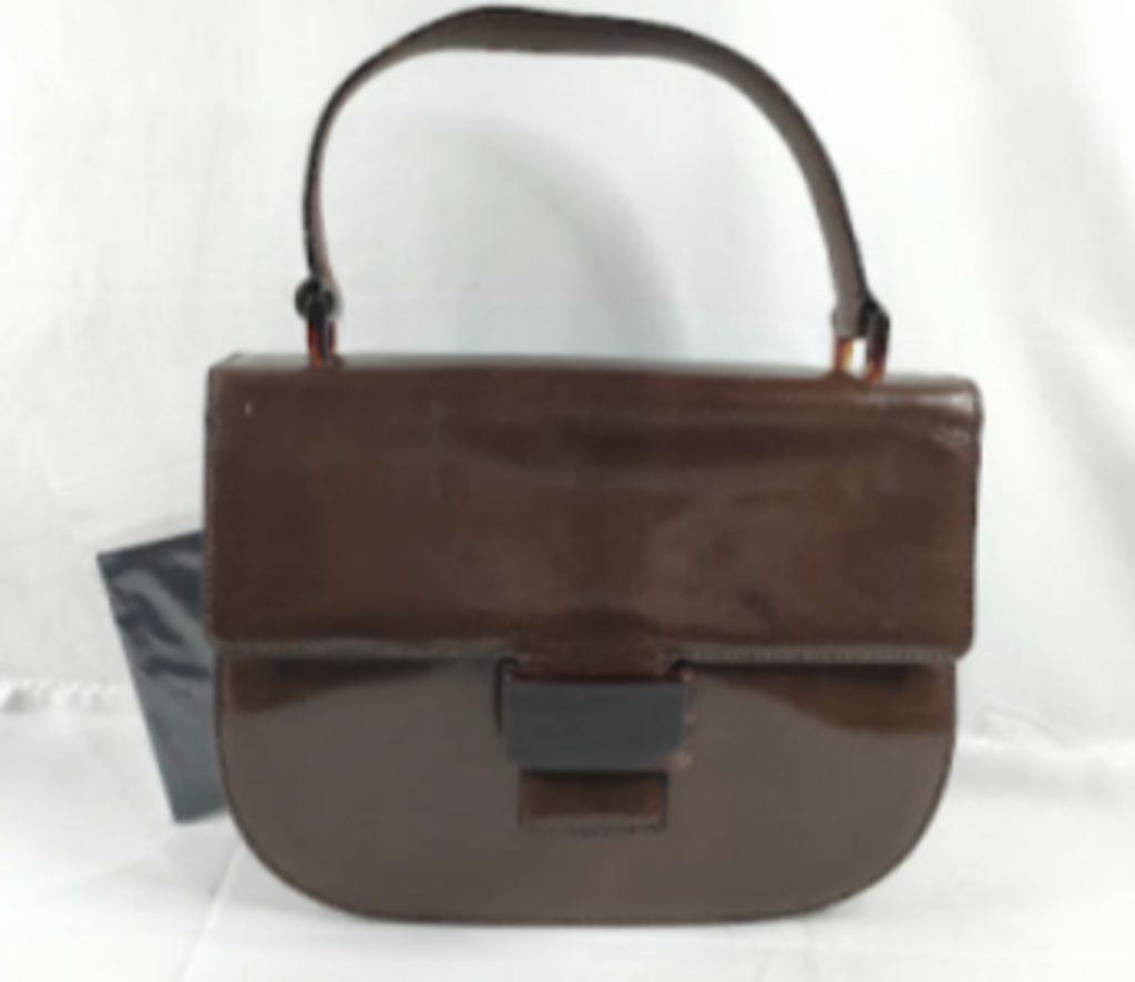 Brown Suede & Patent Top Handle Galley Bag