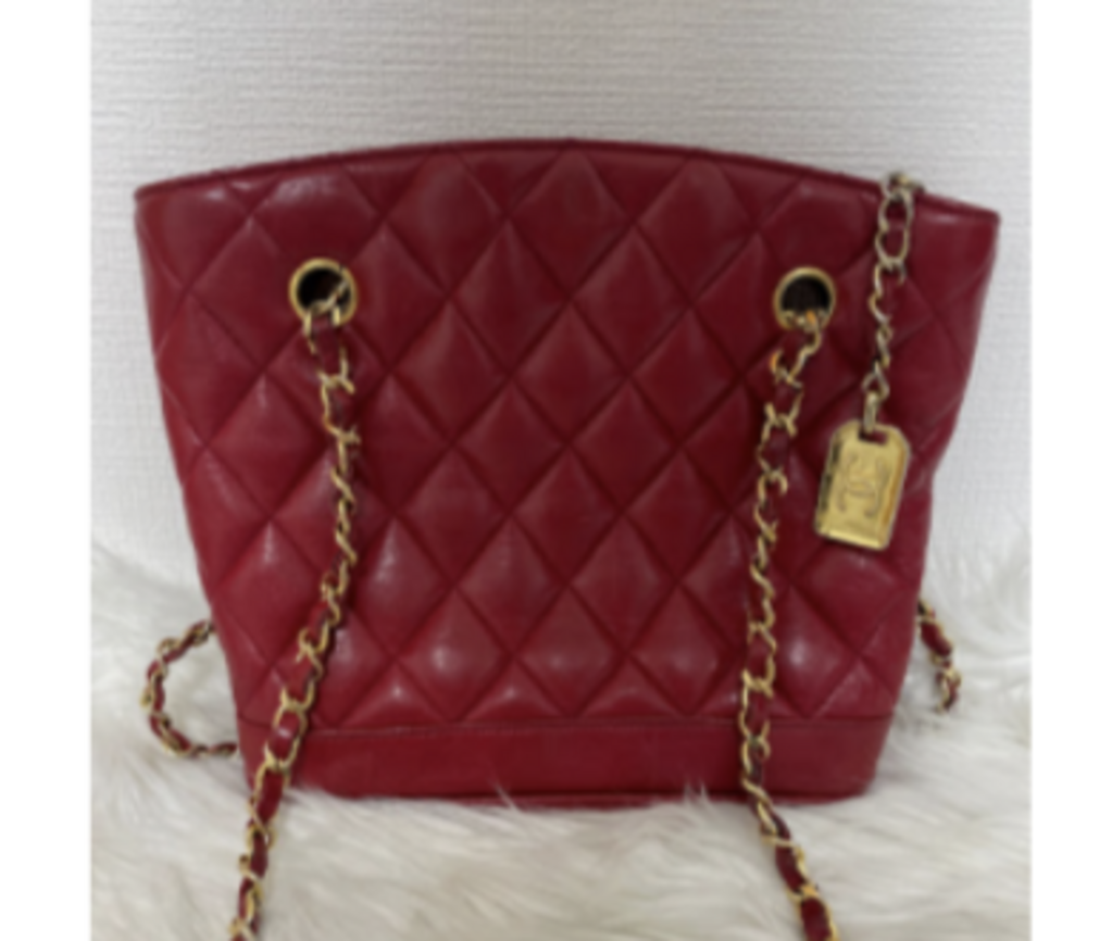 Red Leather Quilted Shoulder Bag
