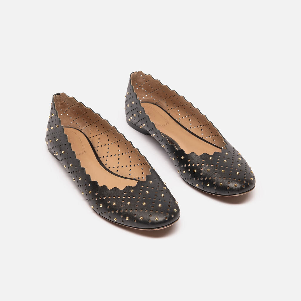 Chloe Black Scallop Flats