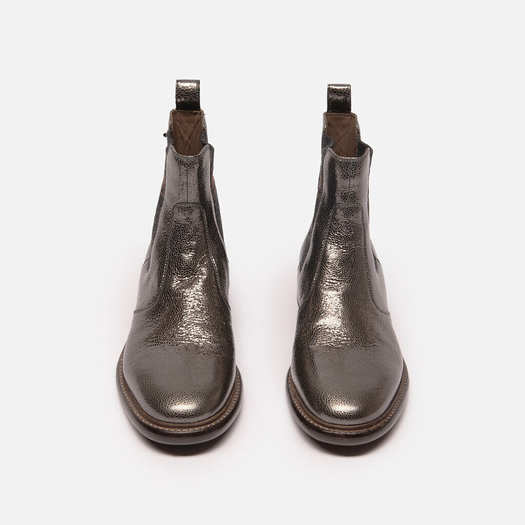 Brunello Metallic Ankle Leather Boot