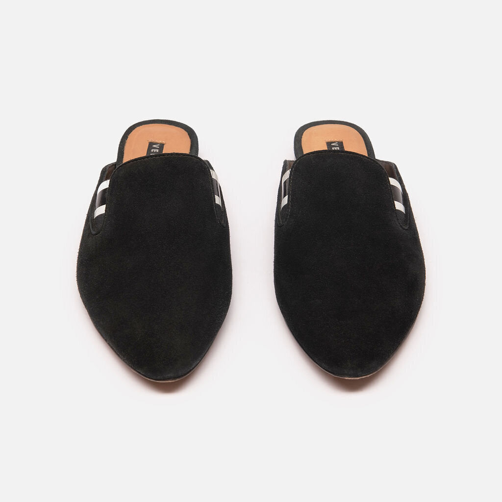 Veronica Beard Black Suede Pointy Mules